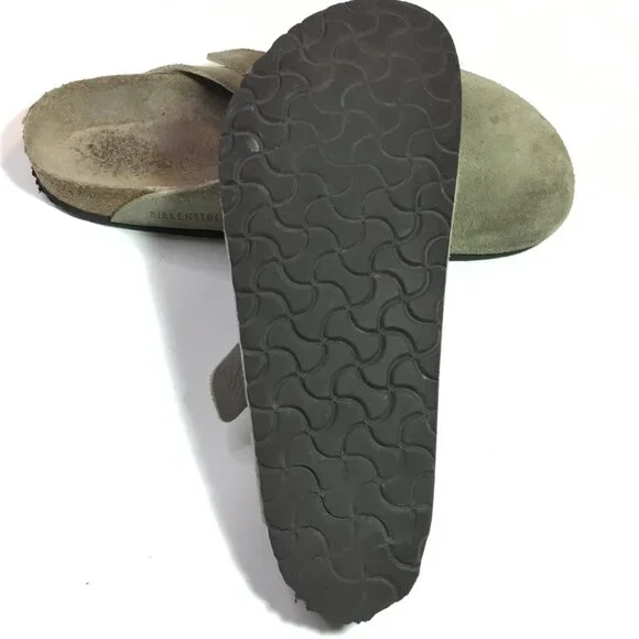 Birkenstock Boston Soft Footbed Clog Velvety Suede Leather Taupe Men's Size 11 - Picture 9 of 10